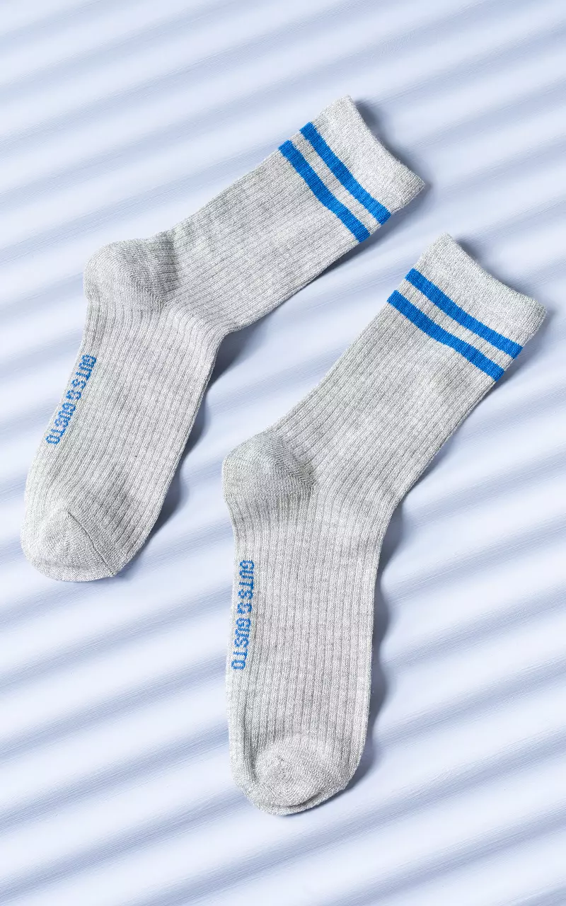 Glitter sok Zilver Blauw