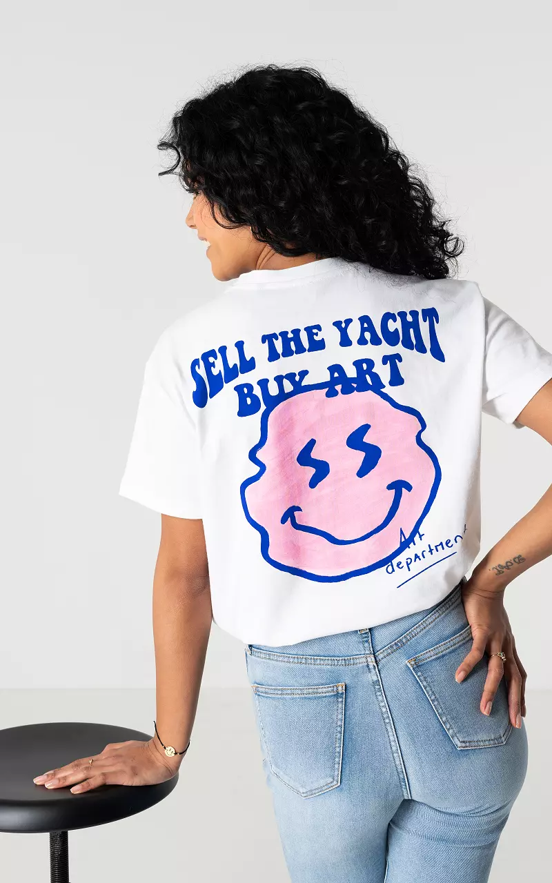 Shirt met print op achterkant Wit Blauw