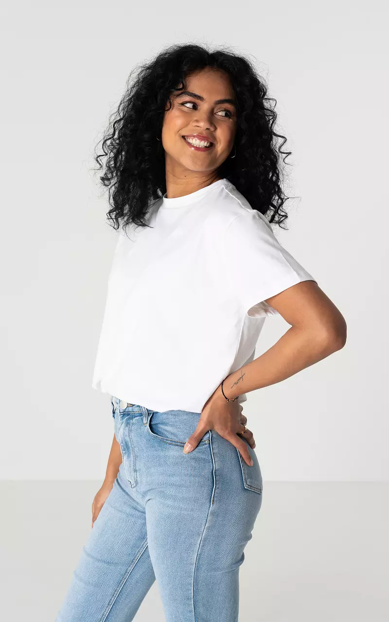 Shirt met print op achterkant Wit Blauw