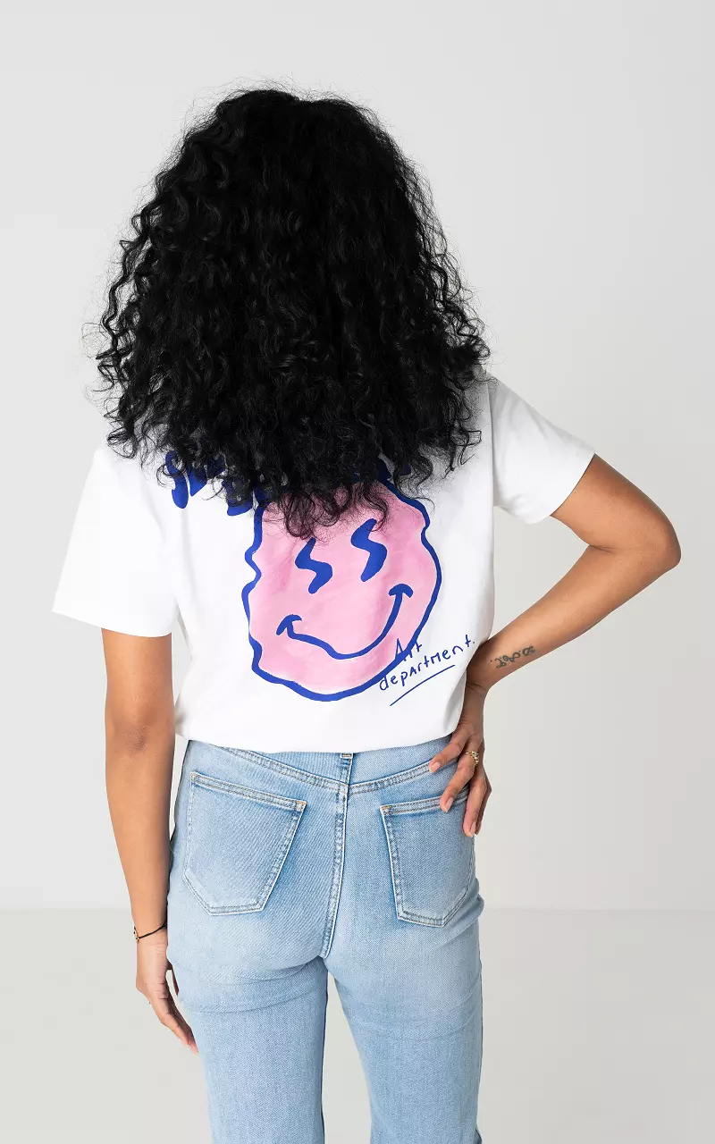 Shirt met print op achterkant Wit Blauw