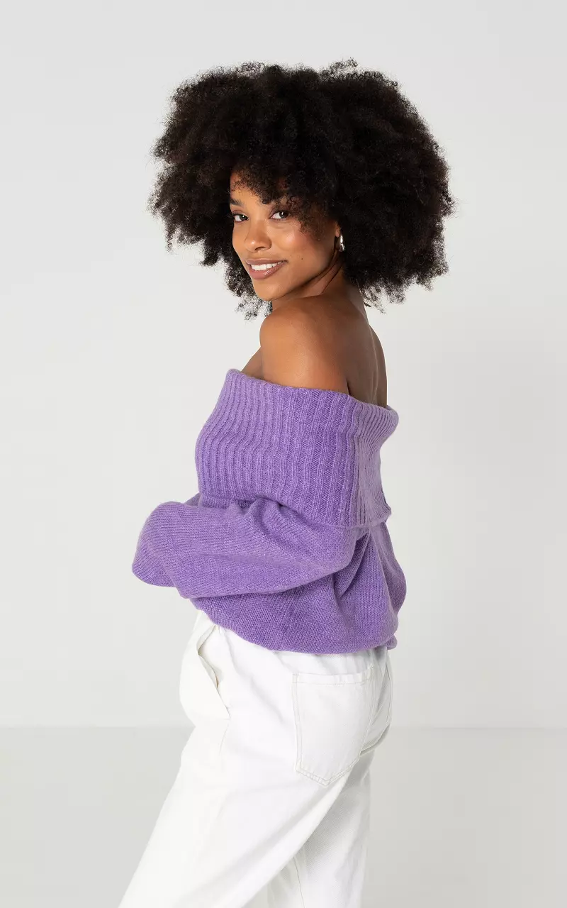 Off shoulder trui Paars