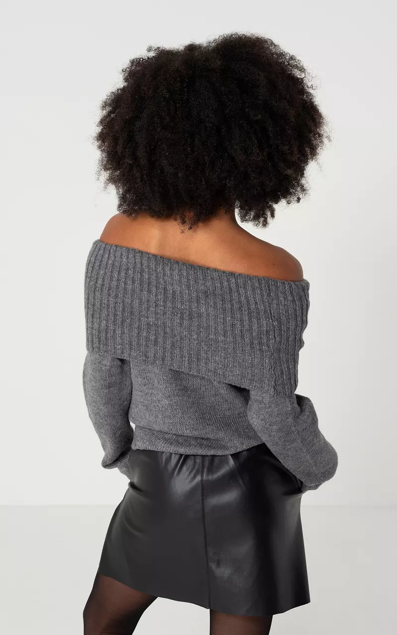 Off Shoulder Pullover Dunkelgrau