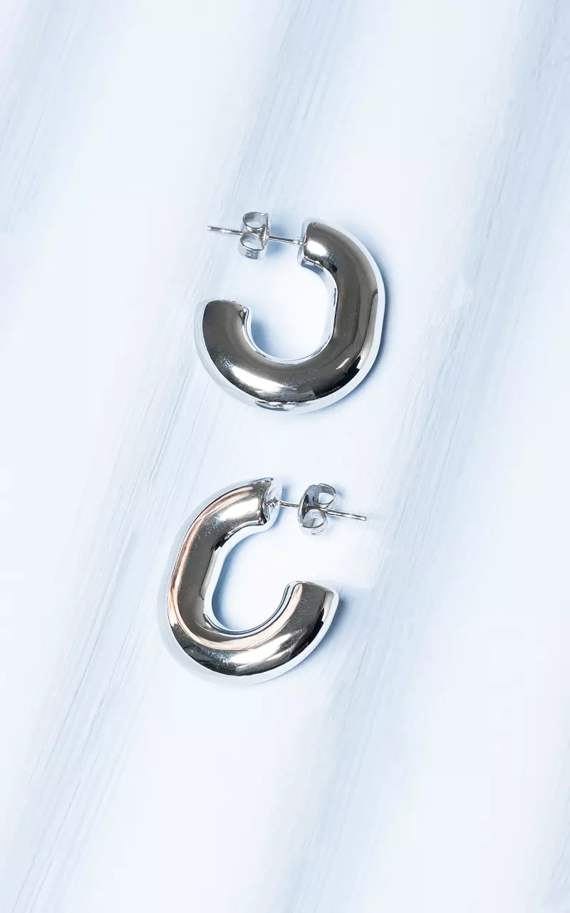 Oval hoop earrings made of stainless steel Silver