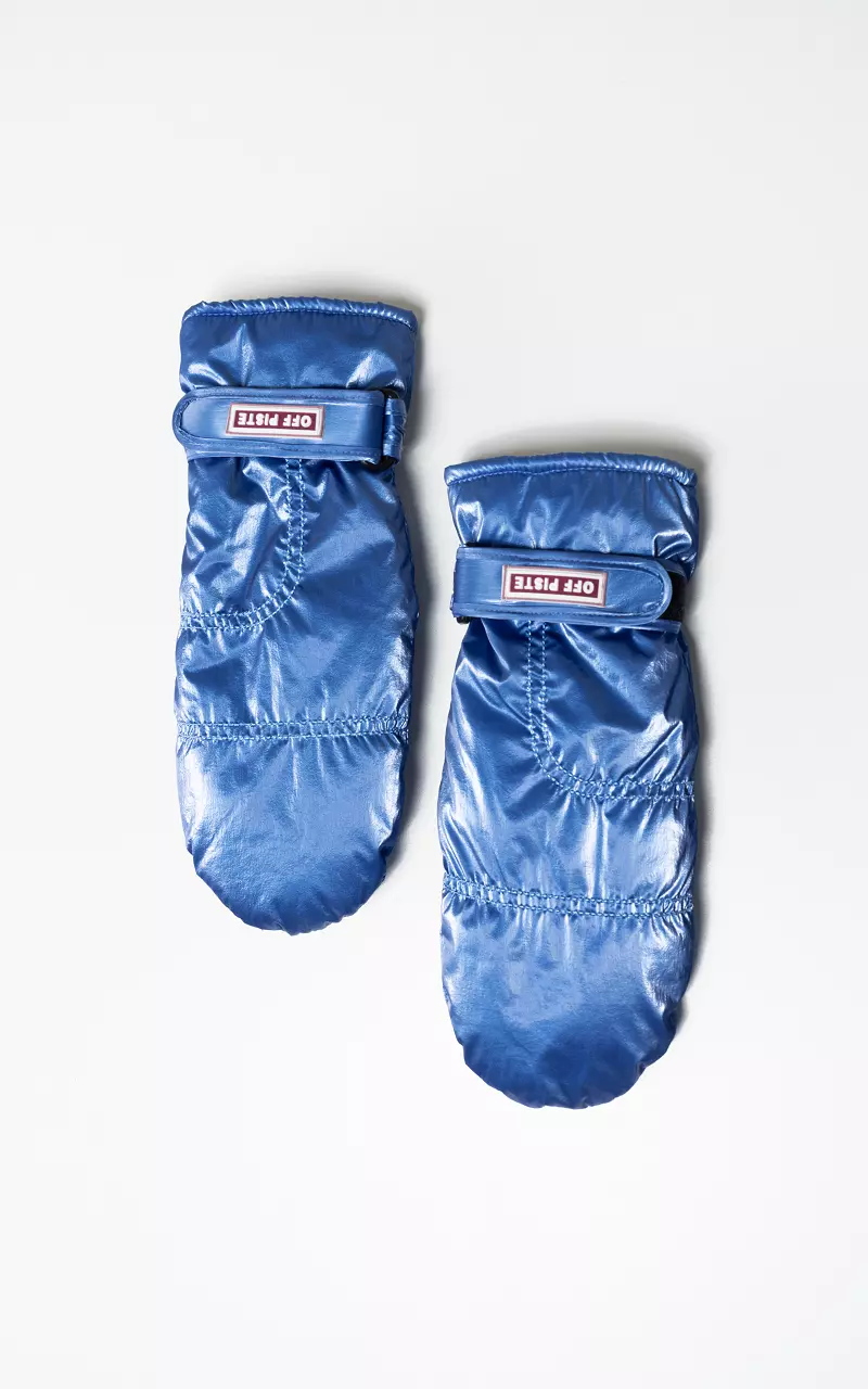 Lined metallic-look mittens Blue