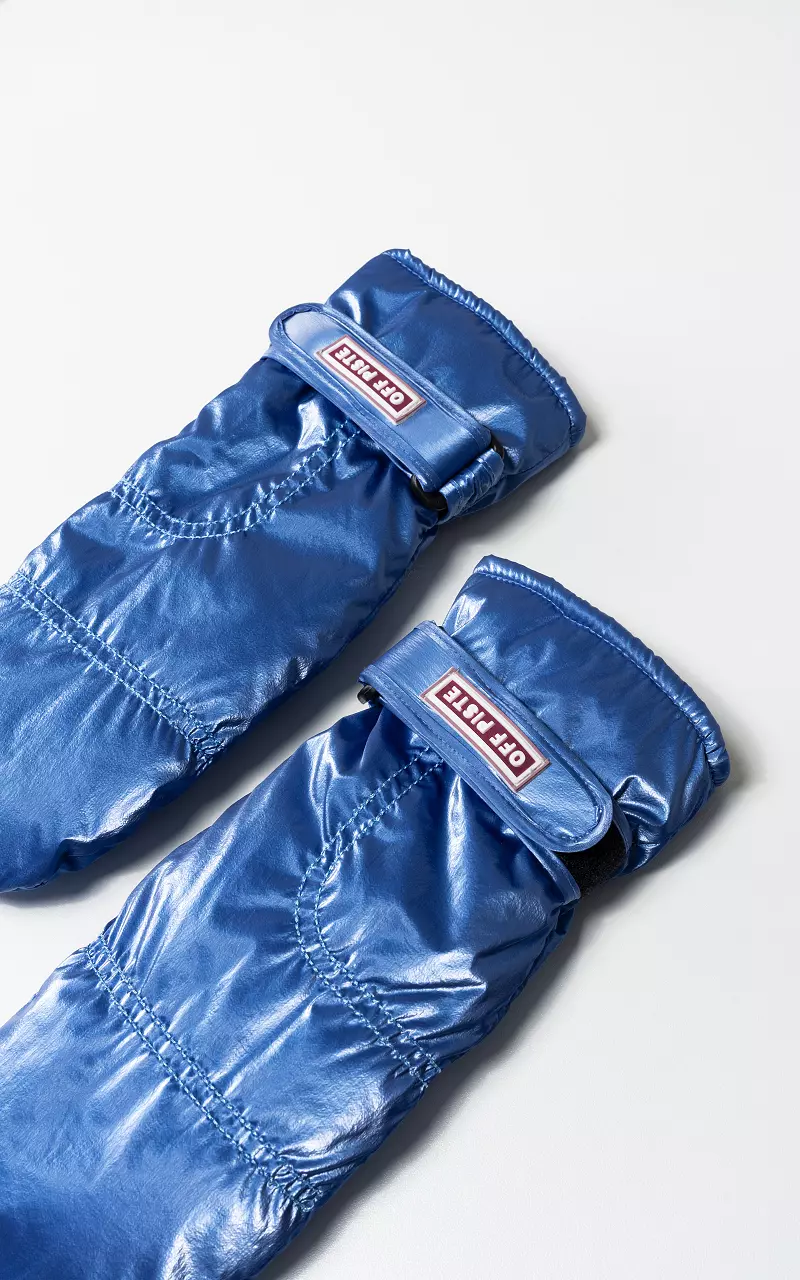 Lined metallic-look mittens Blue