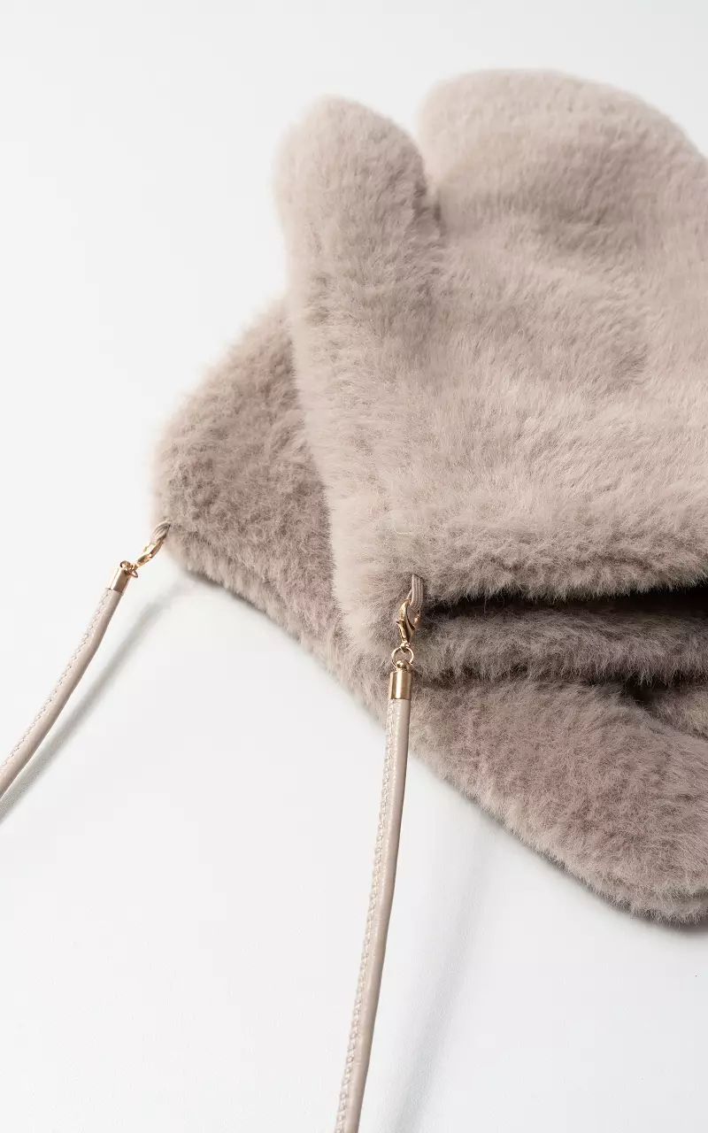 Faux Fur Fäustlinge Taupe