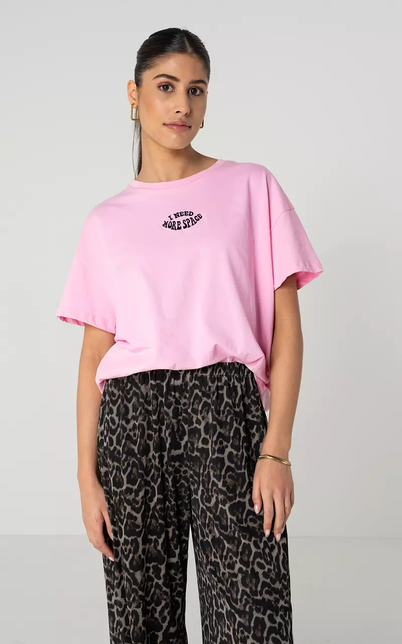 Shirt with round neck Light Pink Black