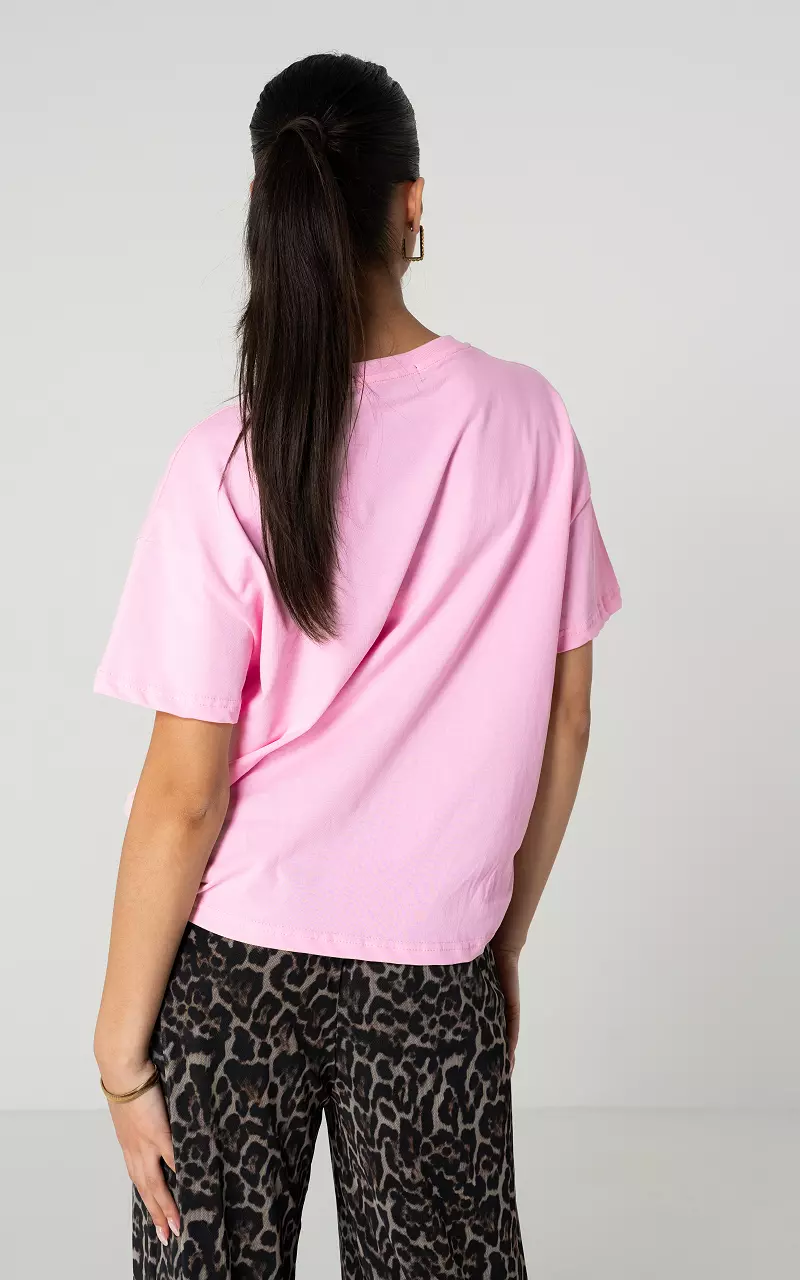 Shirt with round neck Light Pink Black