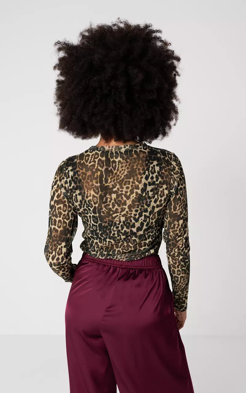 Mesh top with print Leopard