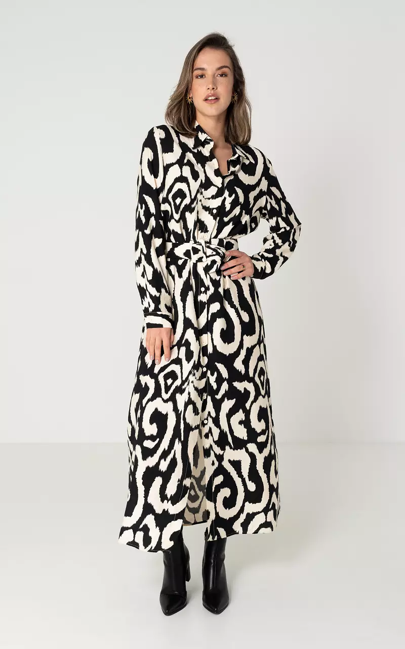 Maxi jurk met riem Zwart Creme