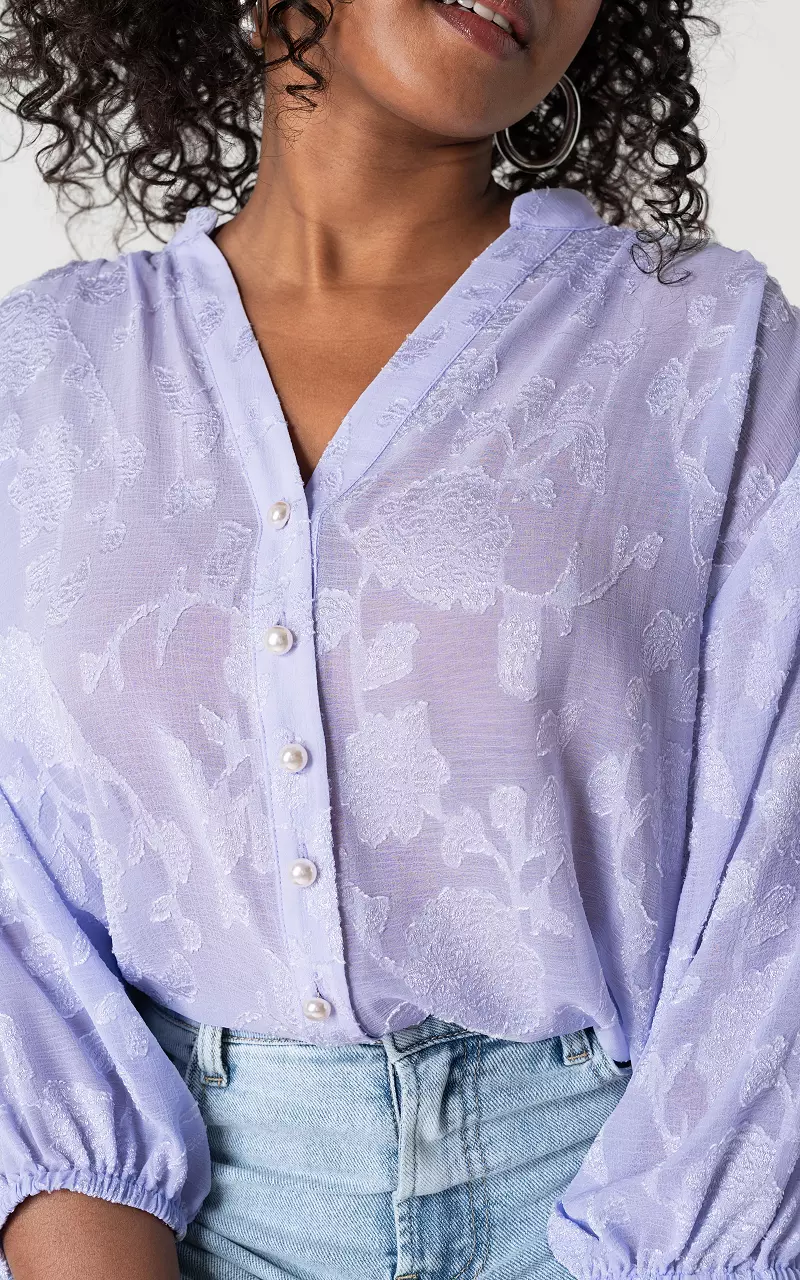 Blouse with mother-of-pearl buttons Lilac