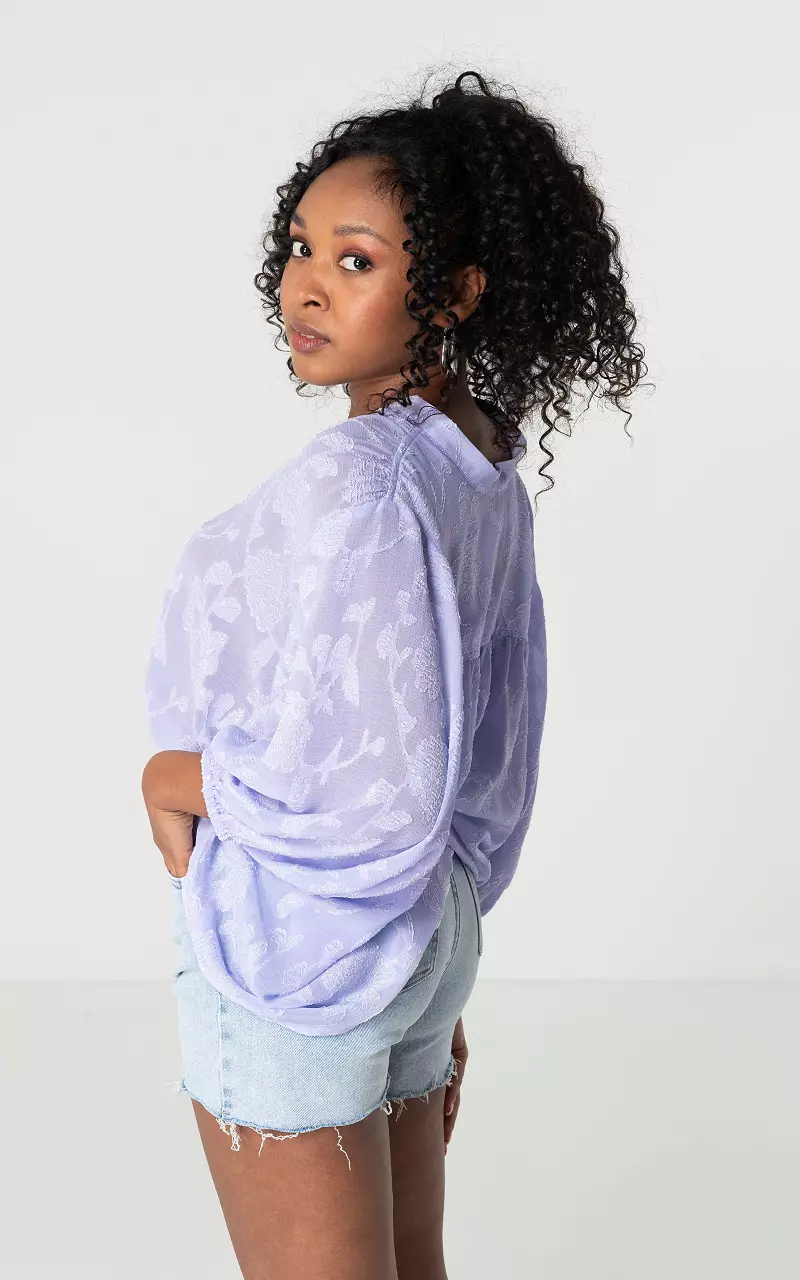 Blouse with mother-of-pearl buttons Lilac