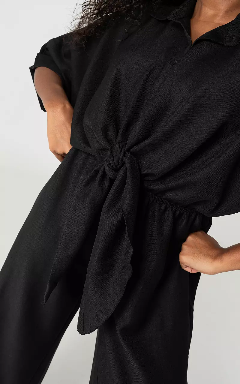 Jumpsuit with bow detail and side pockets Black