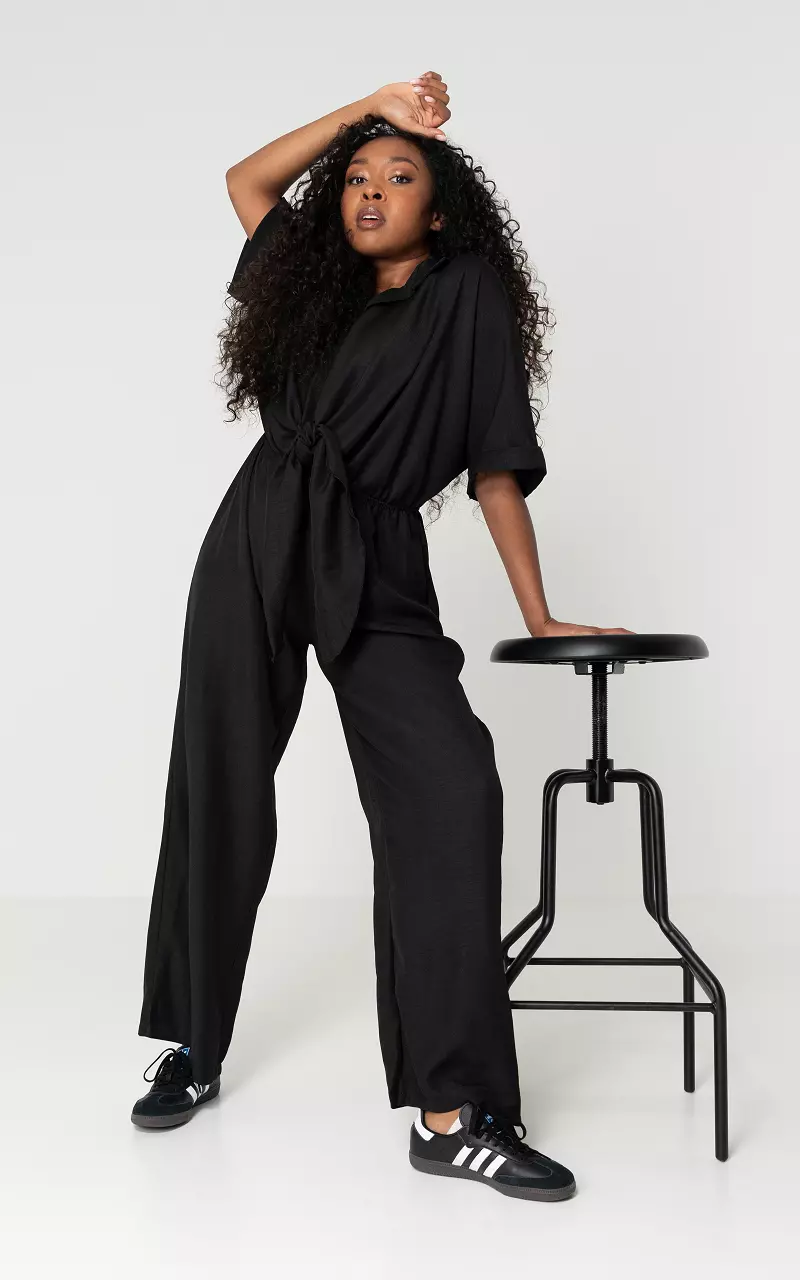 Jumpsuit with bow detail and side pockets Black
