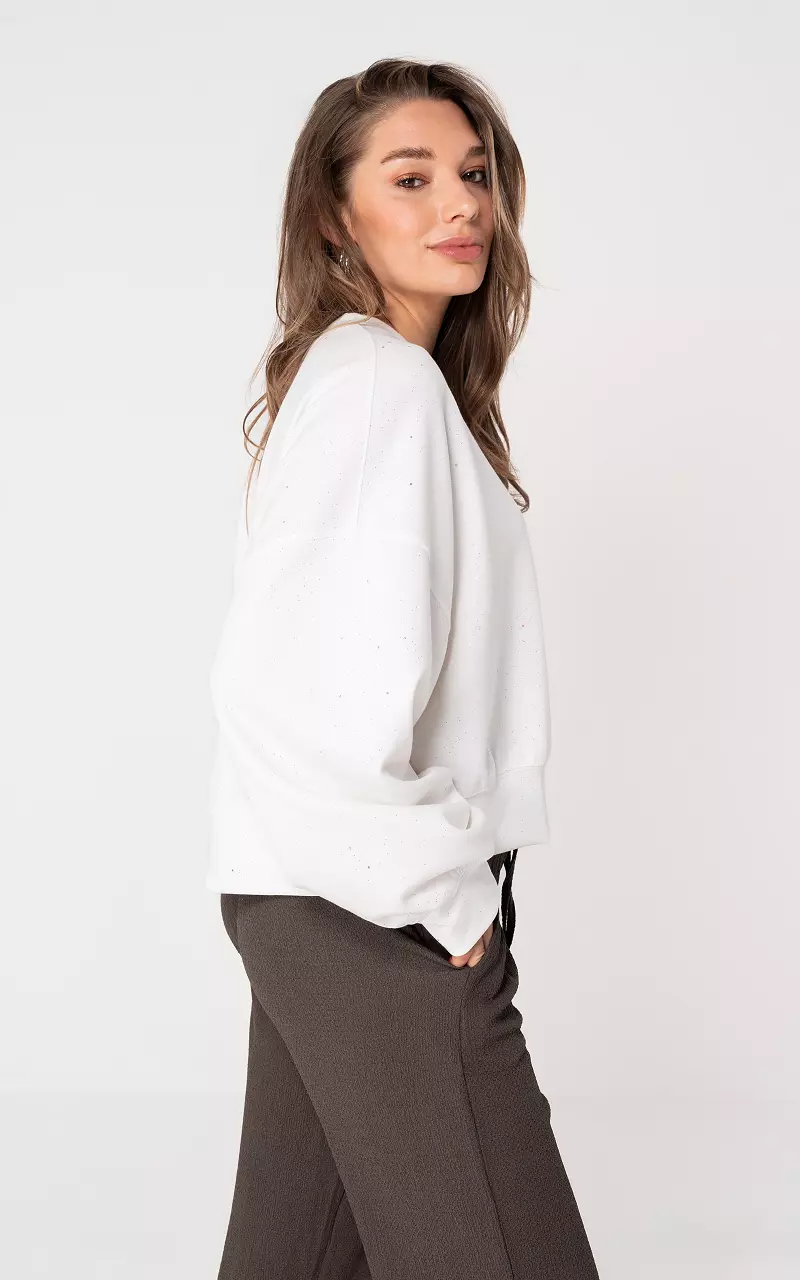 Round neck sweater with glitter White