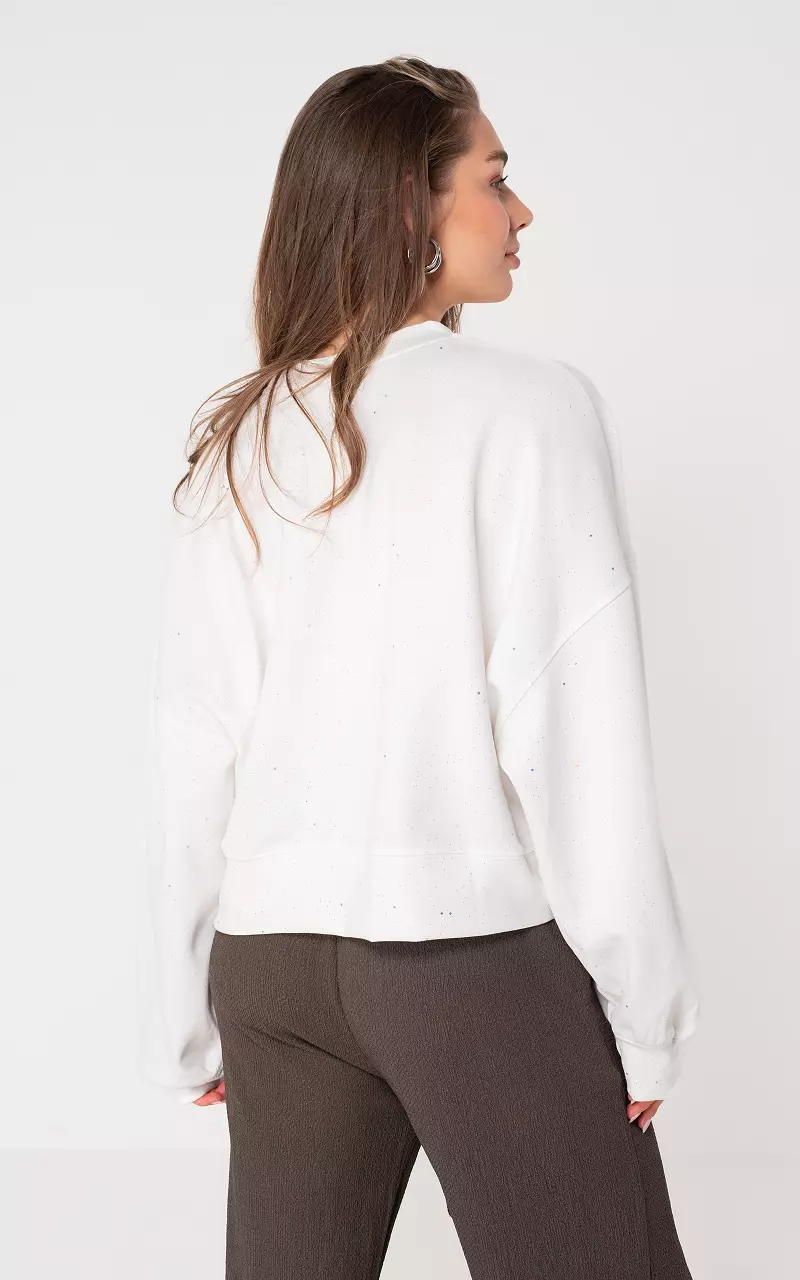 Round neck sweater with glitter White
