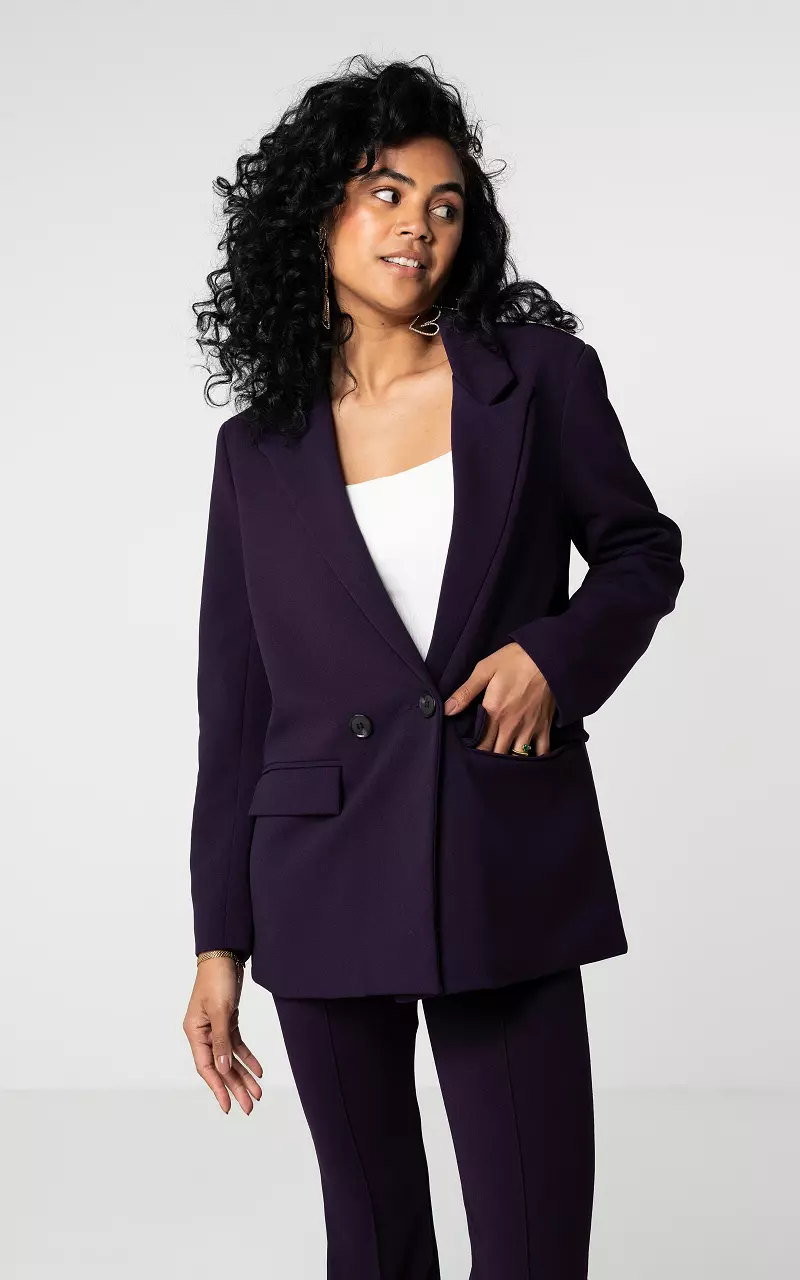 Basic blazer with shoulder pads Dark-Purple