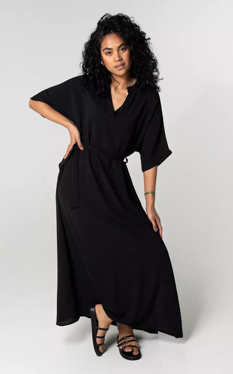 Maxi-Kleid mit V-Ausschnitt Schwarz