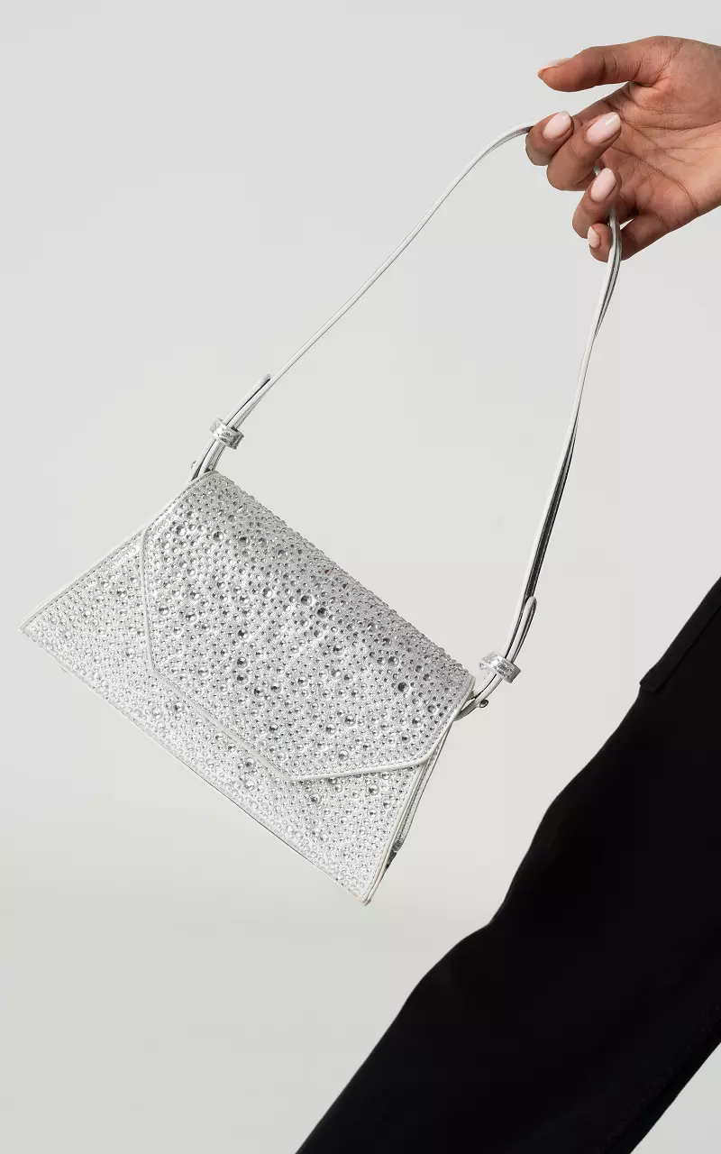 Shoulder bag with rhinestones Silver