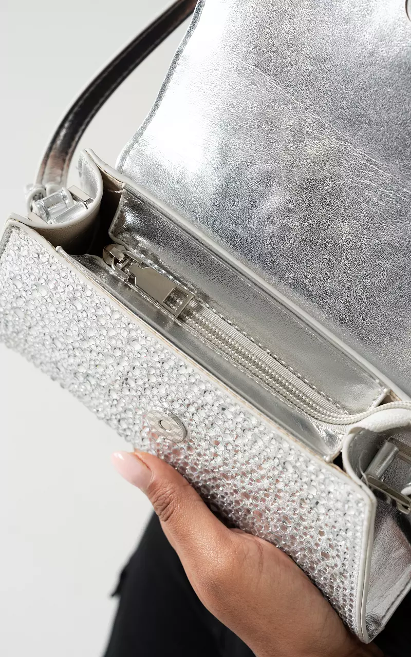 Shoulder bag with rhinestones Silver