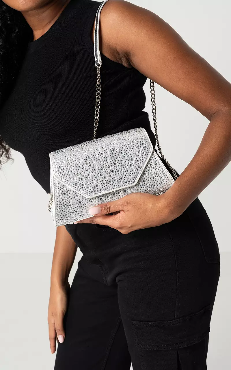 Shoulder bag with rhinestones Silver