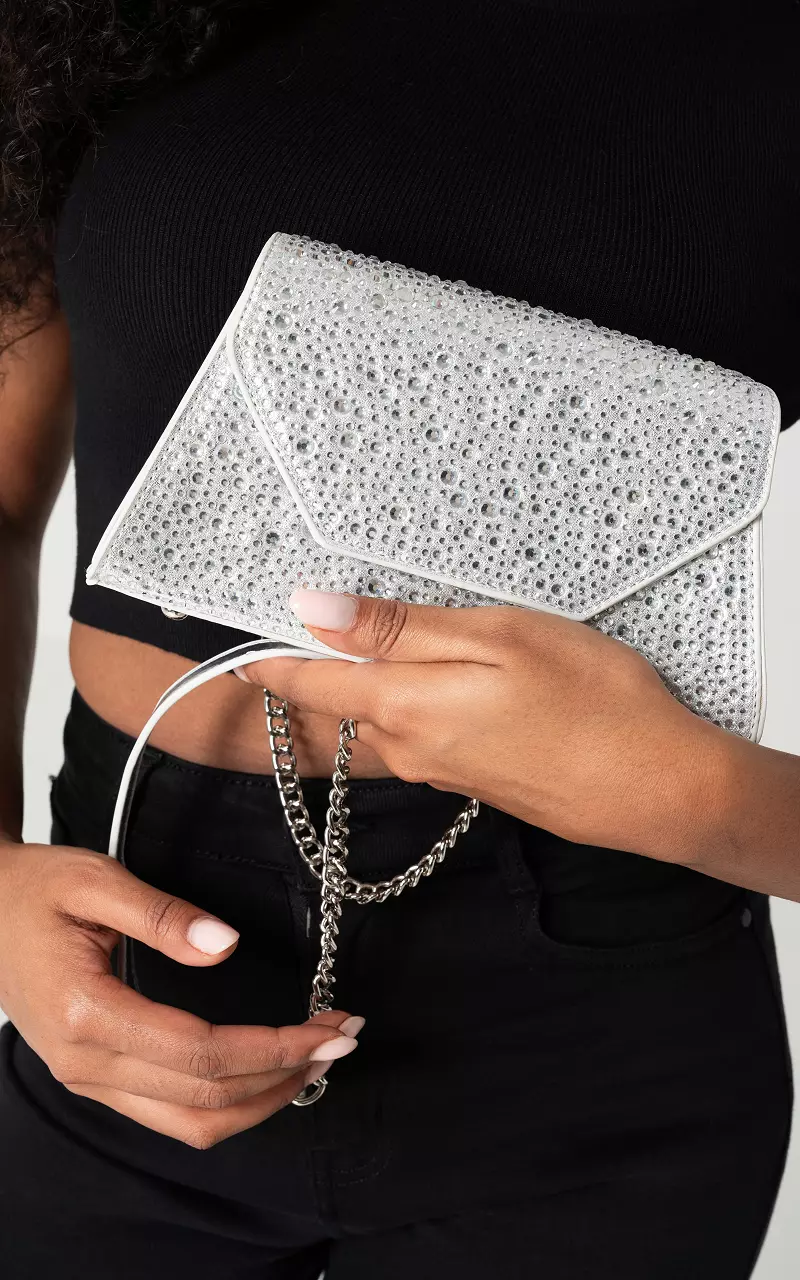 Shoulder bag with rhinestones Silver