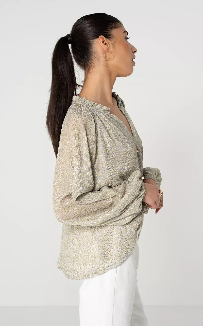 Blouse met goudkleurige details Goud Lichtgrijs
