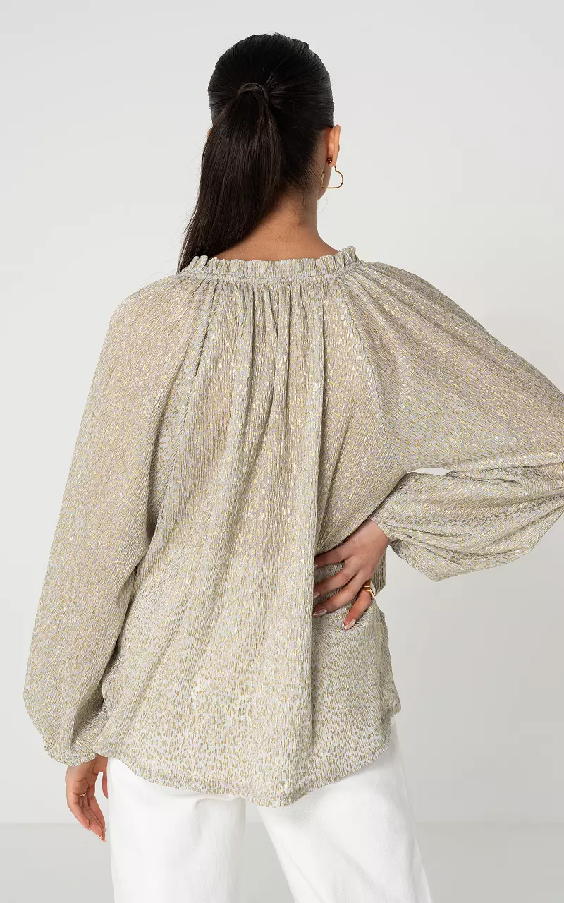 Blouse met goudkleurige details Goud Lichtgrijs