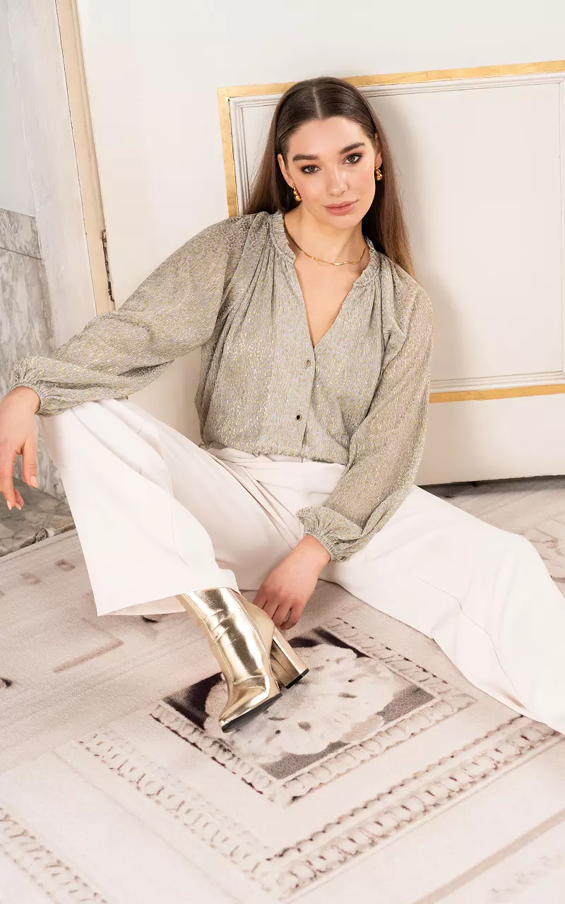 Blouse met goudkleurige details Goud Lichtgrijs