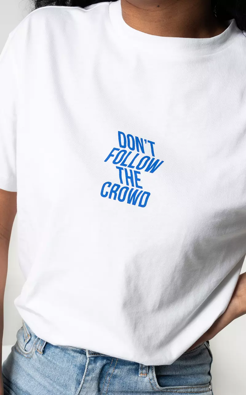 Cotton shirt with text White Blue