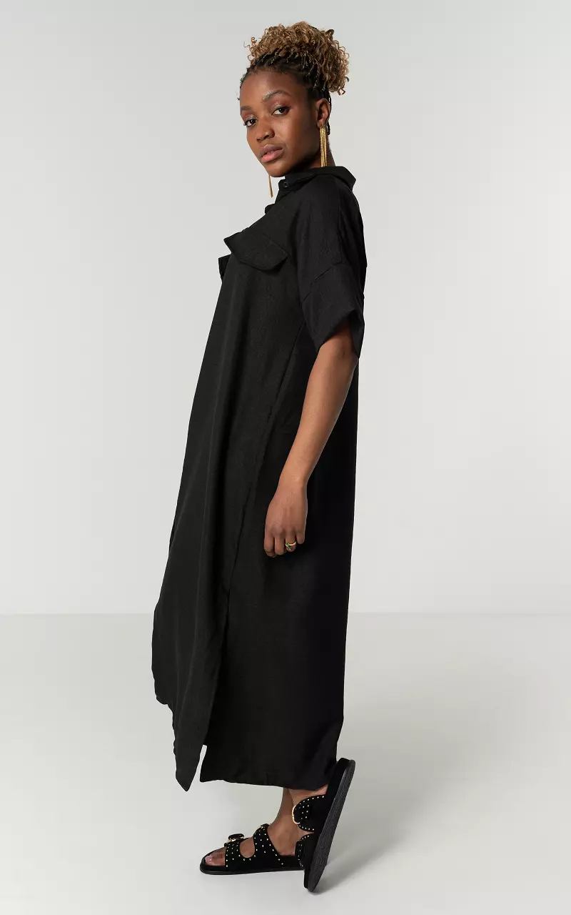 Maxi-Kleid mit Knöpfen  Schwarz