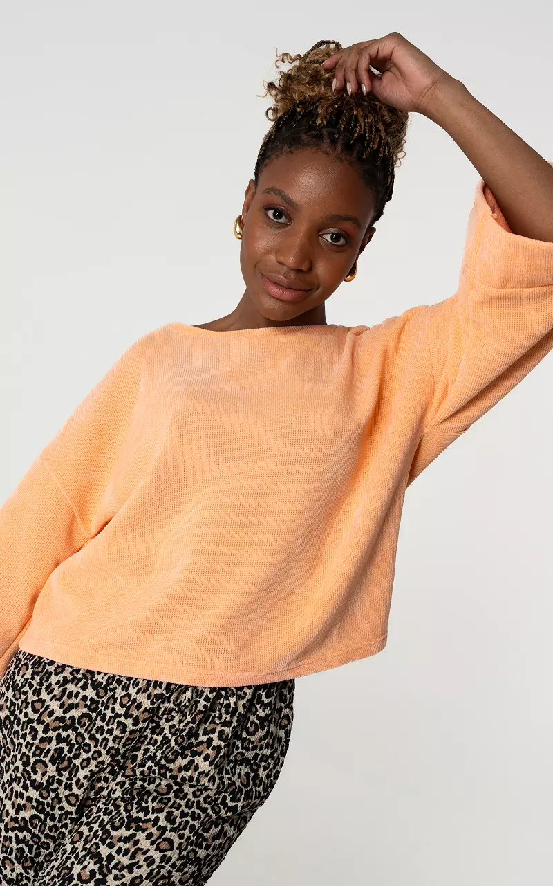 Corduroy top with wide sleeves Peach
