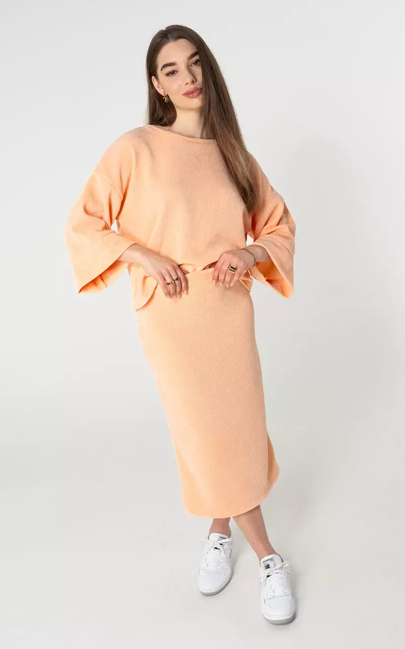 Corduroy skirt with elasticated band Peach