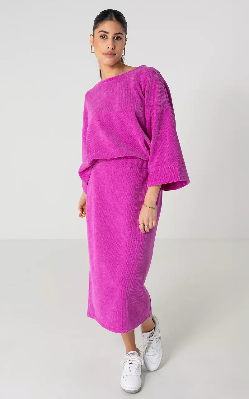 Corduroy skirt with elasticated band Purple