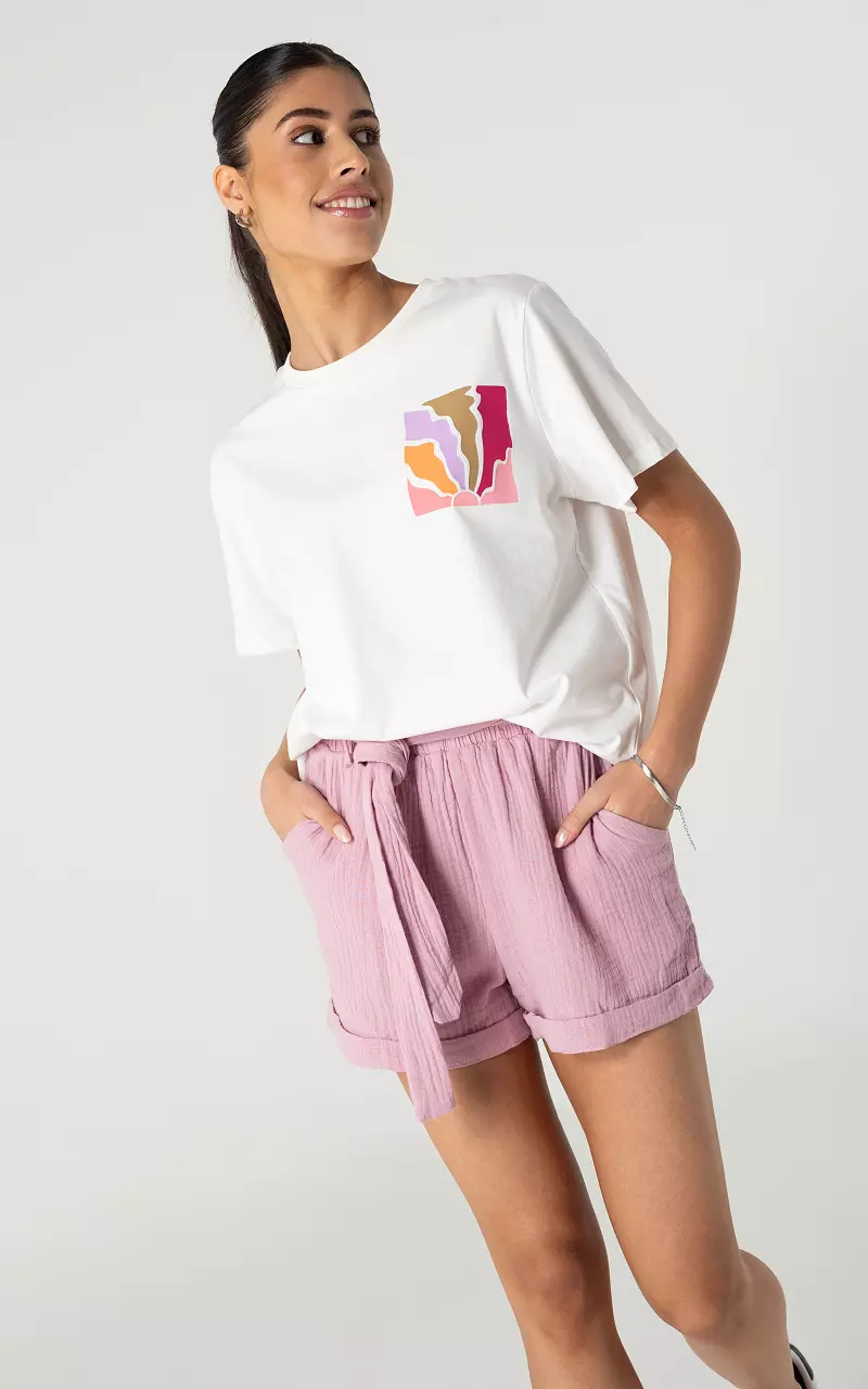 Cotton shorts with bow detail Light Pink