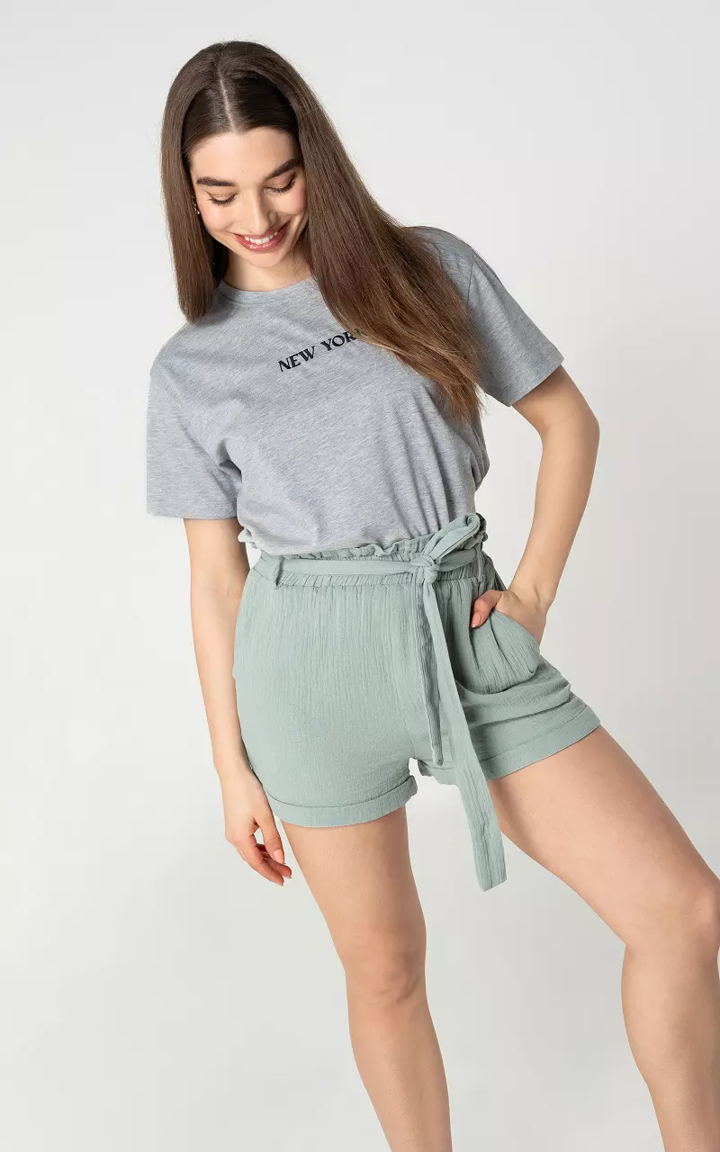 Cotton shorts with bow detail Mint