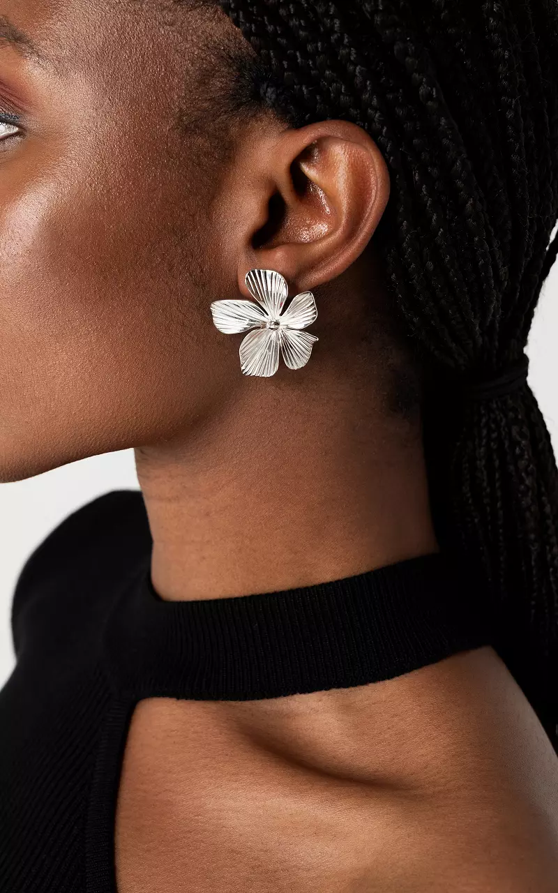 Blumen-Ohrringe Silber
