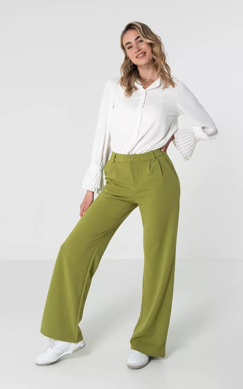 Basic wide leg trousers Lime Green