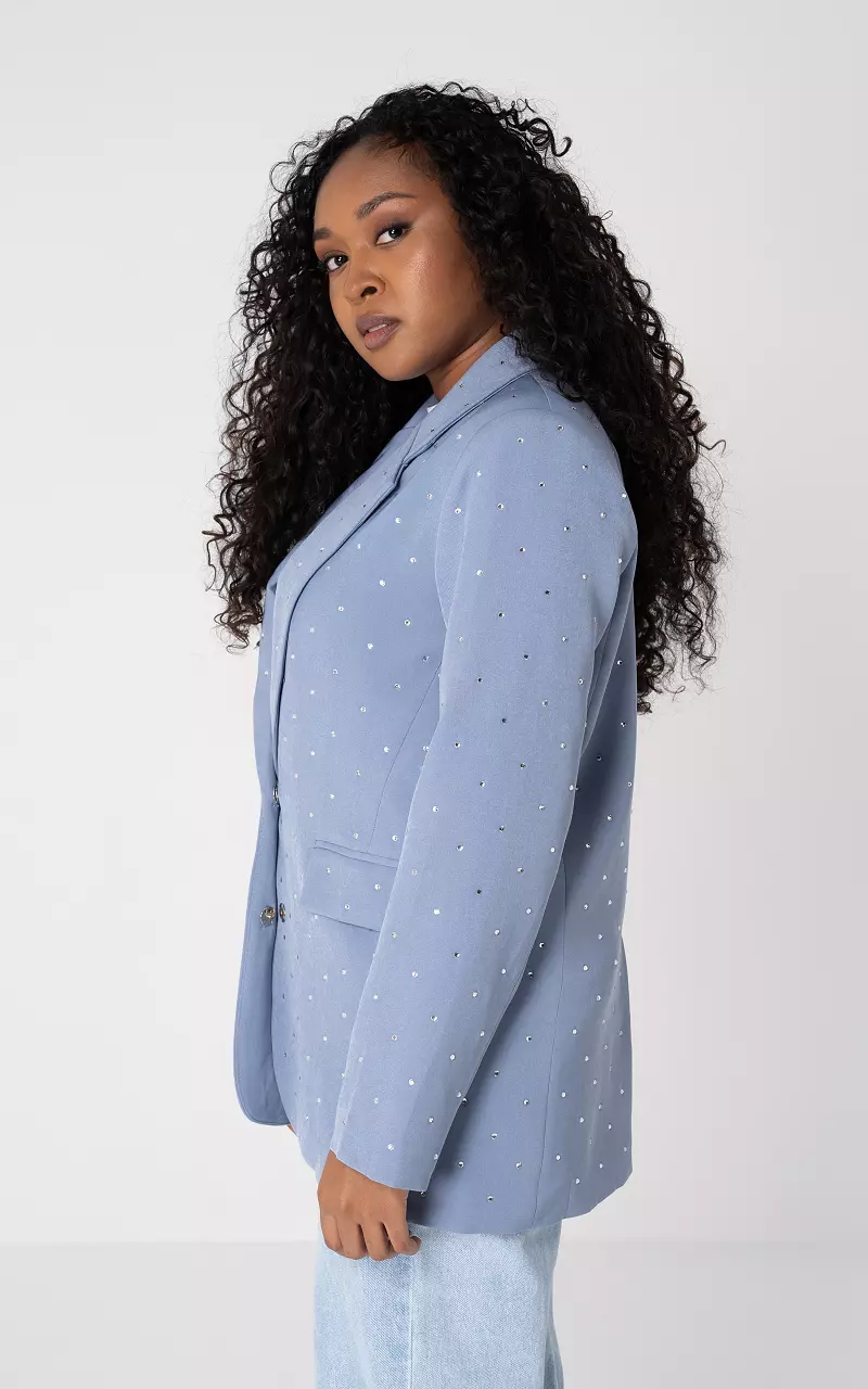 Oversized blazer with rhinestones Light Blue