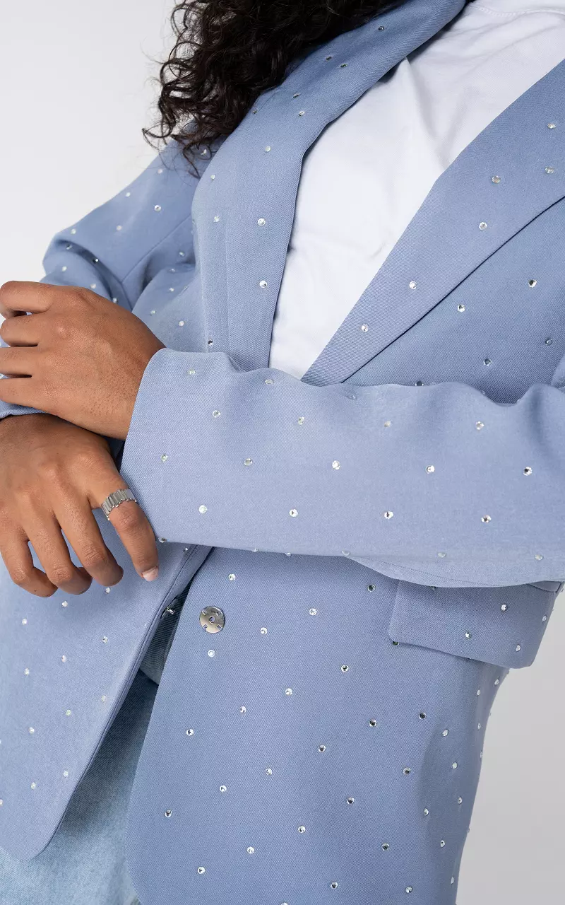 Oversized blazer with rhinestones Light Blue