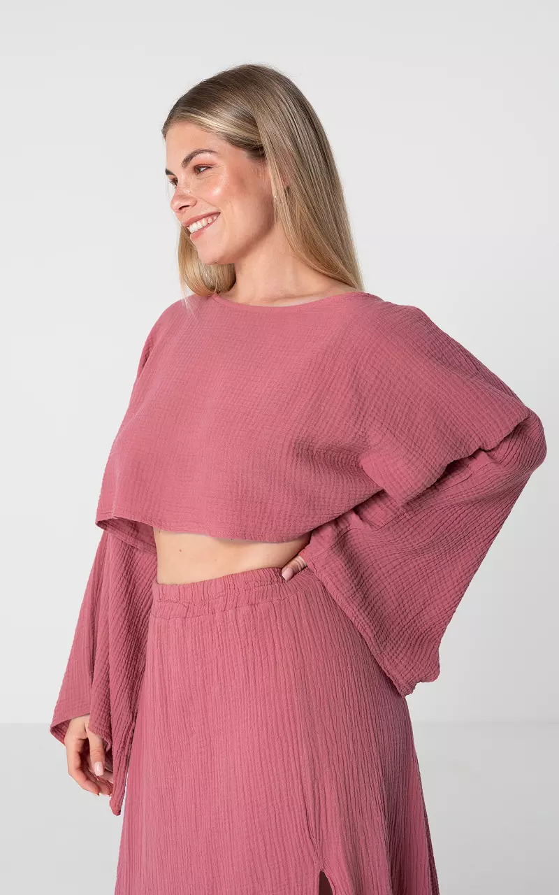 Crop top with wide sleeves  Mauve Pink