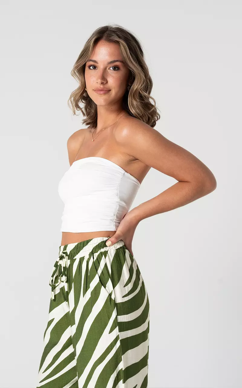 Bandeau top with pleats White