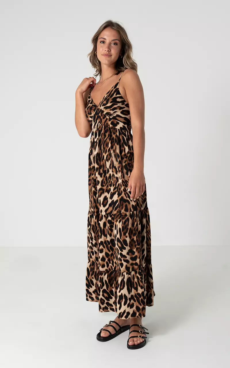 Maxi dress with adjustable straps Leopard