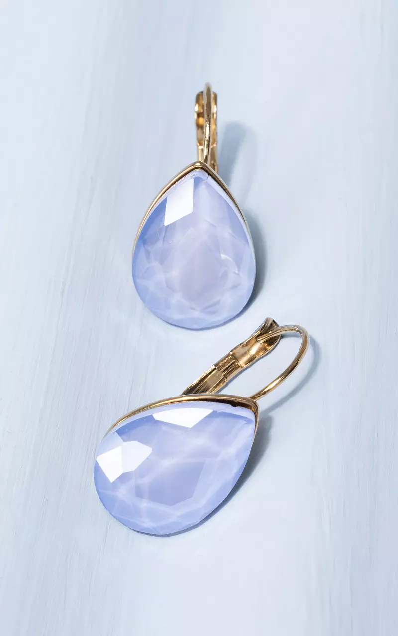 Tropfenförmige Ohrringe mit Stein Gold Blau