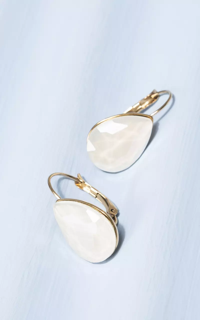 Tropfenförmige Ohrringe mit Stein Gold Weiß