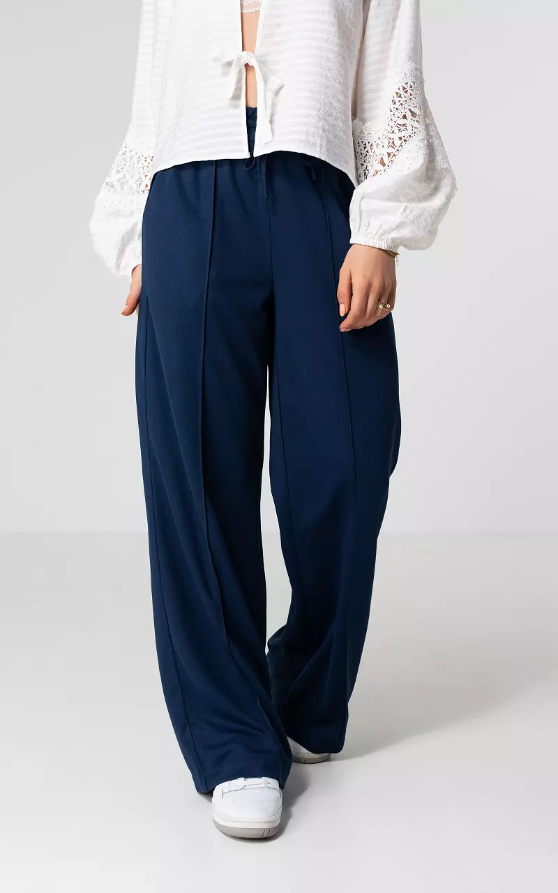 Wide Leg Hose mit Kordelzug Dunkelblau