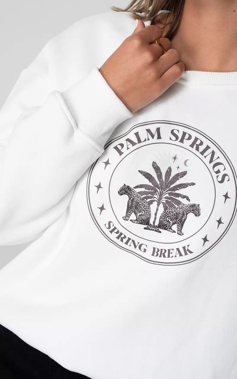 Sweater met ronde hals Wit Zwart