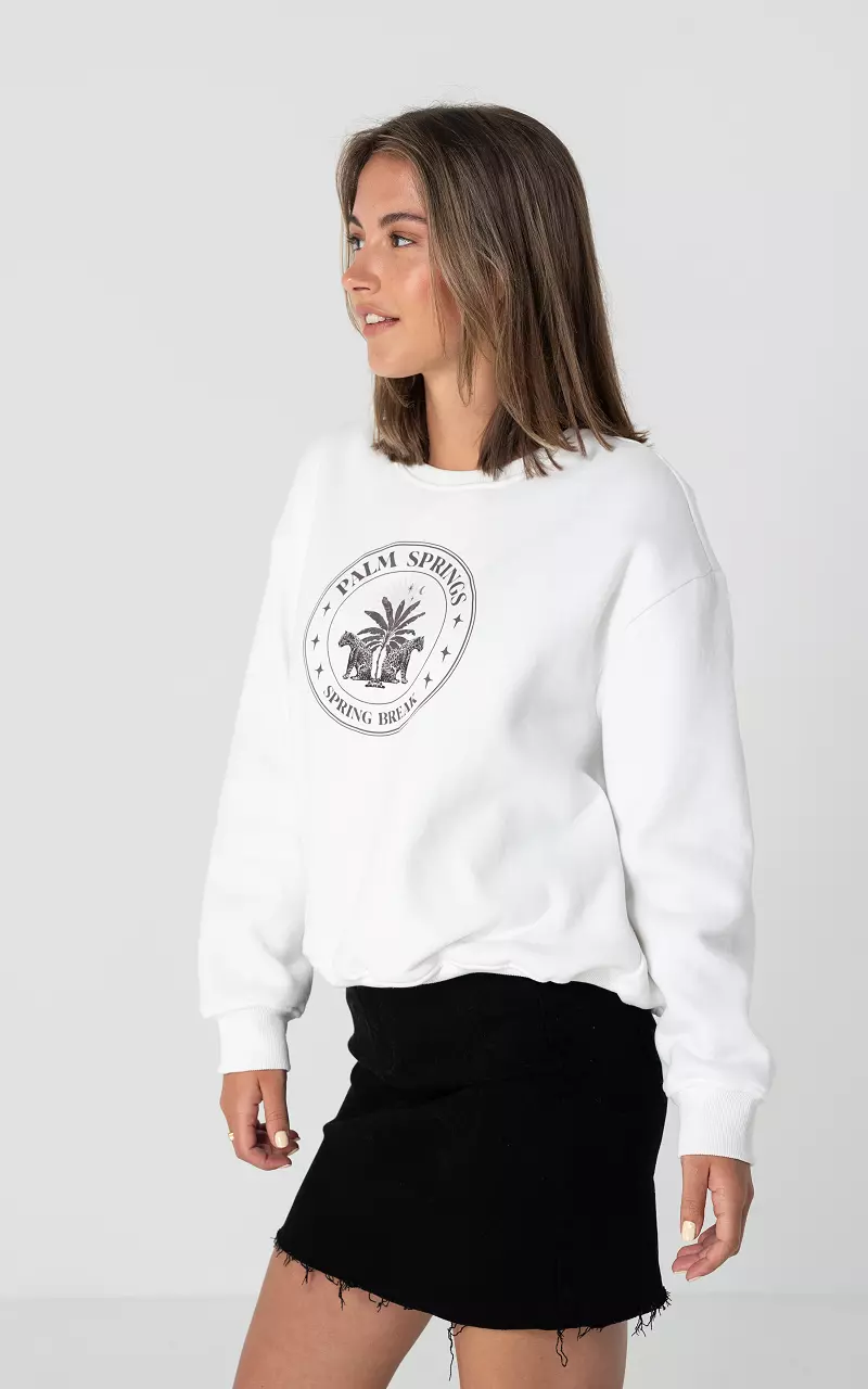 Sweater met ronde hals Wit Zwart