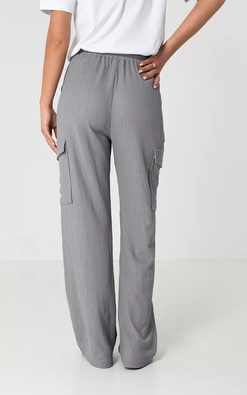 Cargo Wide Leg Hose Grau