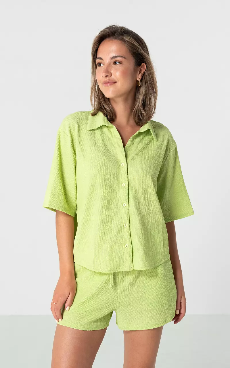 Loose-fitting blouse with buttons Lime Green